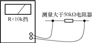 圖 5-27 測(cè)量阻值大于 50kΩ 電阻器時(shí)接線示意圖 圖 5-27 測(cè)量阻值大于 50kΩ 電阻器時(shí)接線示意圖